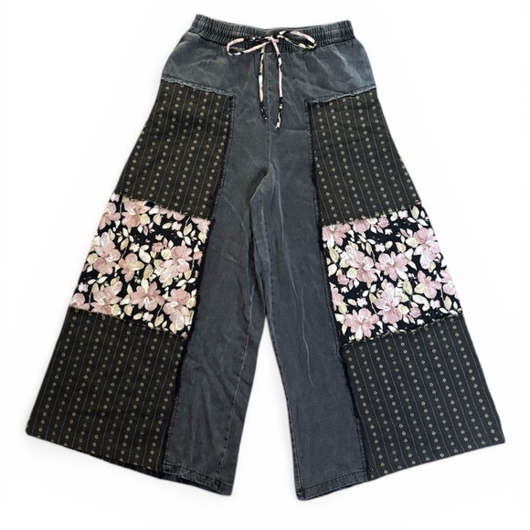 Sage + Fig Pants - Boho Floral Patchwork Wide Leg Pants Size Large